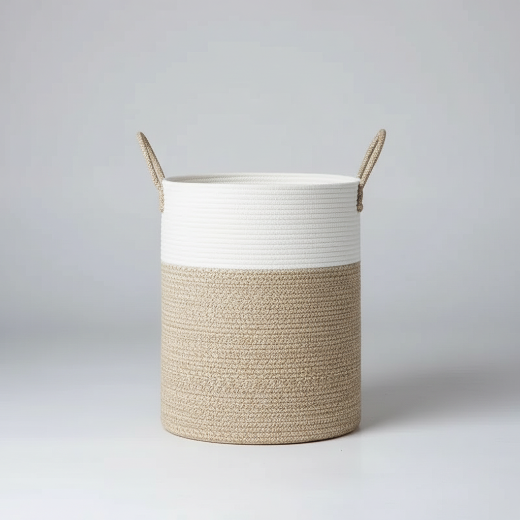 Unisex TidyLoop foldable round laundry basket in neutral color, perfect for bathroom or bedroom storage