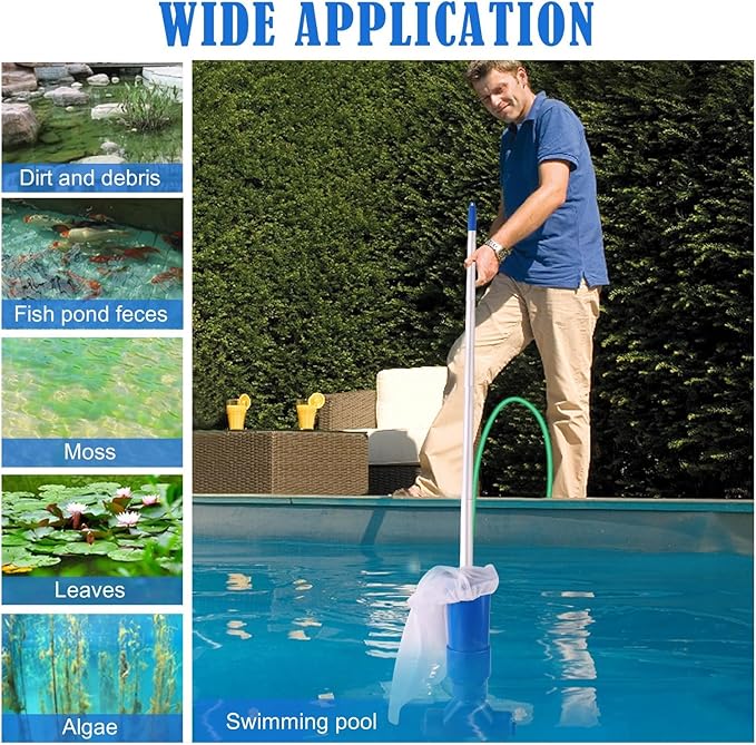 Compact manual pool vacuum for quick clean-ups. Perfect for debris removal in spas and small pools.
