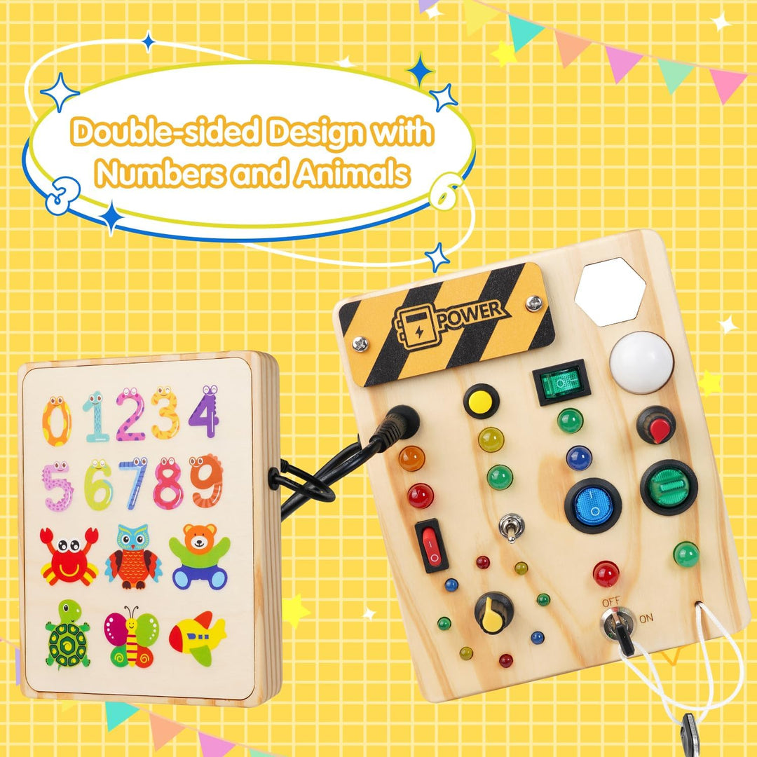Bright LED Montessori pegboard for toddlers, enhancing early learning, fine motor skills, and sensory play.