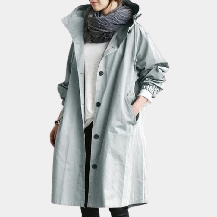 Casual women's long fashion coat, the trendy Alessia jacket offers all-season style & comfort.