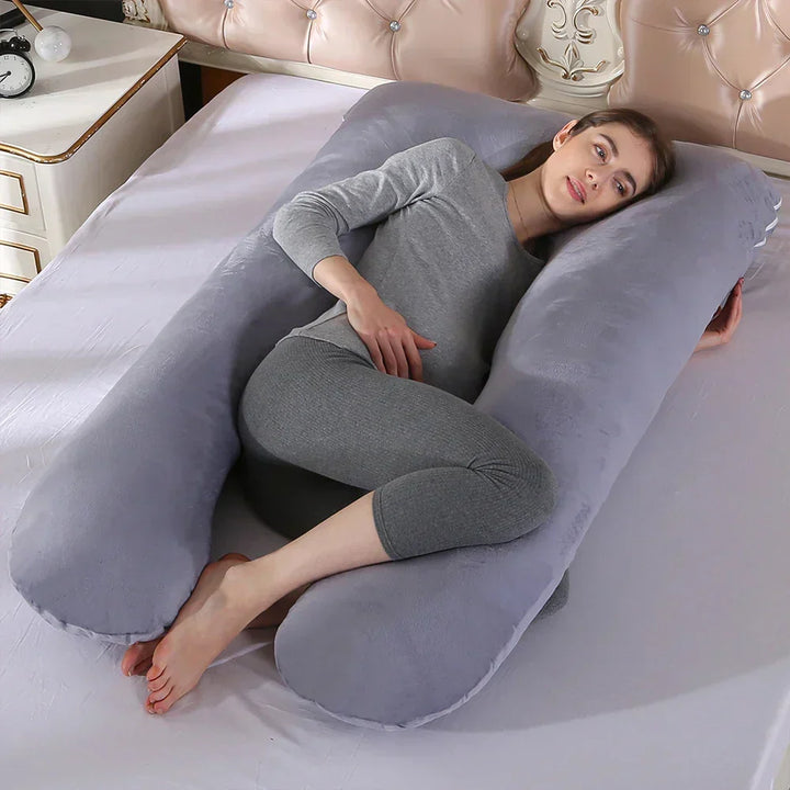U-shaped full body pregnancy pillow for ultimate comfort & maternity support.