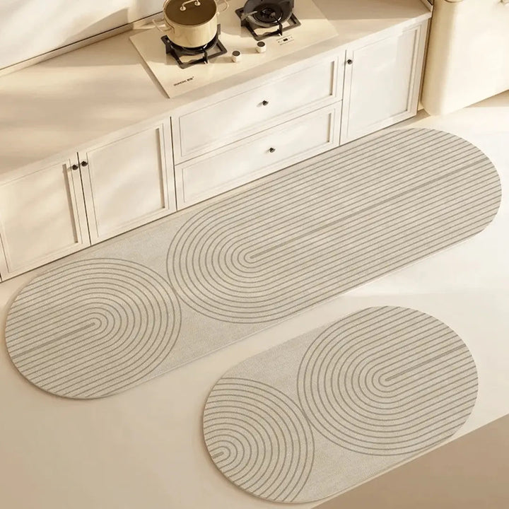 Ultra-Absorbent Non-Slip Floor Mat for kitchen & entryway, soft textile, quick-drying & washable home decor.
