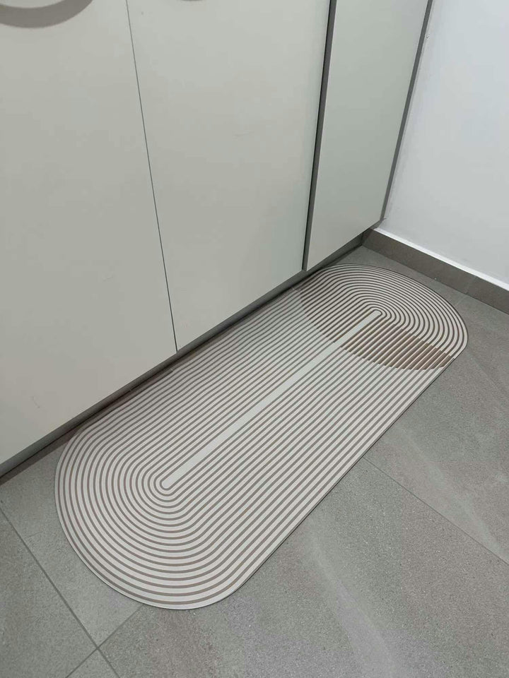 Ultra-absorbent non-slip floor mat, keeps floors dry & safe in kitchen, entryway, bathroom. Washable.