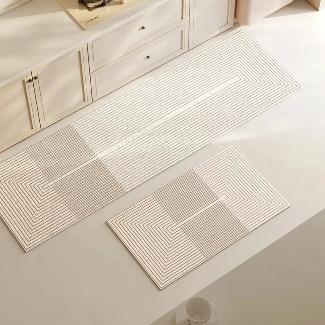 Stylish ultra-absorbent non-slip floor mat, versatile home decor textile for kitchen, entryway & more.