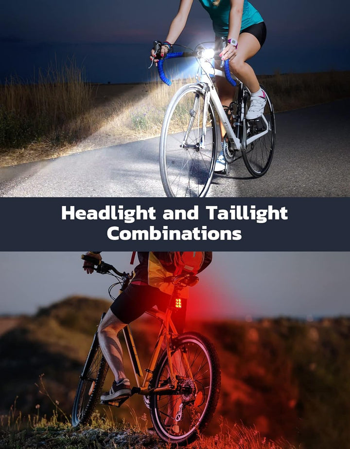 SlimBeam bike light set, USB rechargeable LED front and rear lights, waterproof design for bikes