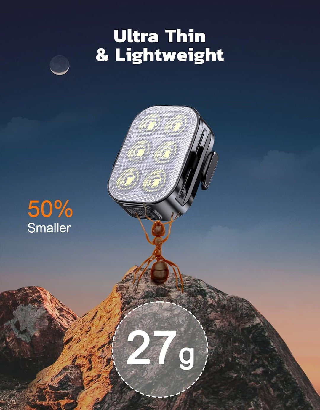 Ultra slim bike front light, USB rechargeable LED, strong illumination for night cycling