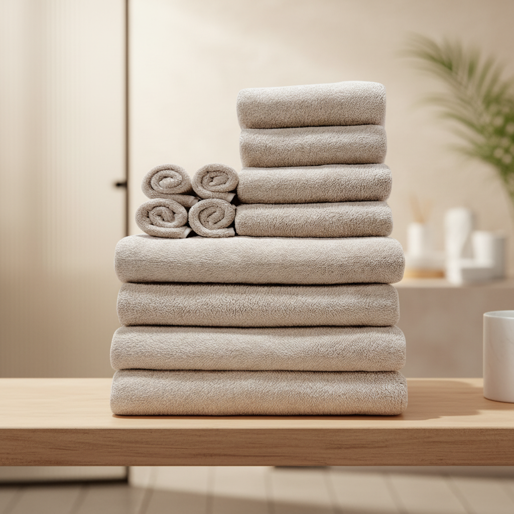 Ultra-soft coral fleece bath towel set in white, luxurious and absorbent for quick drying