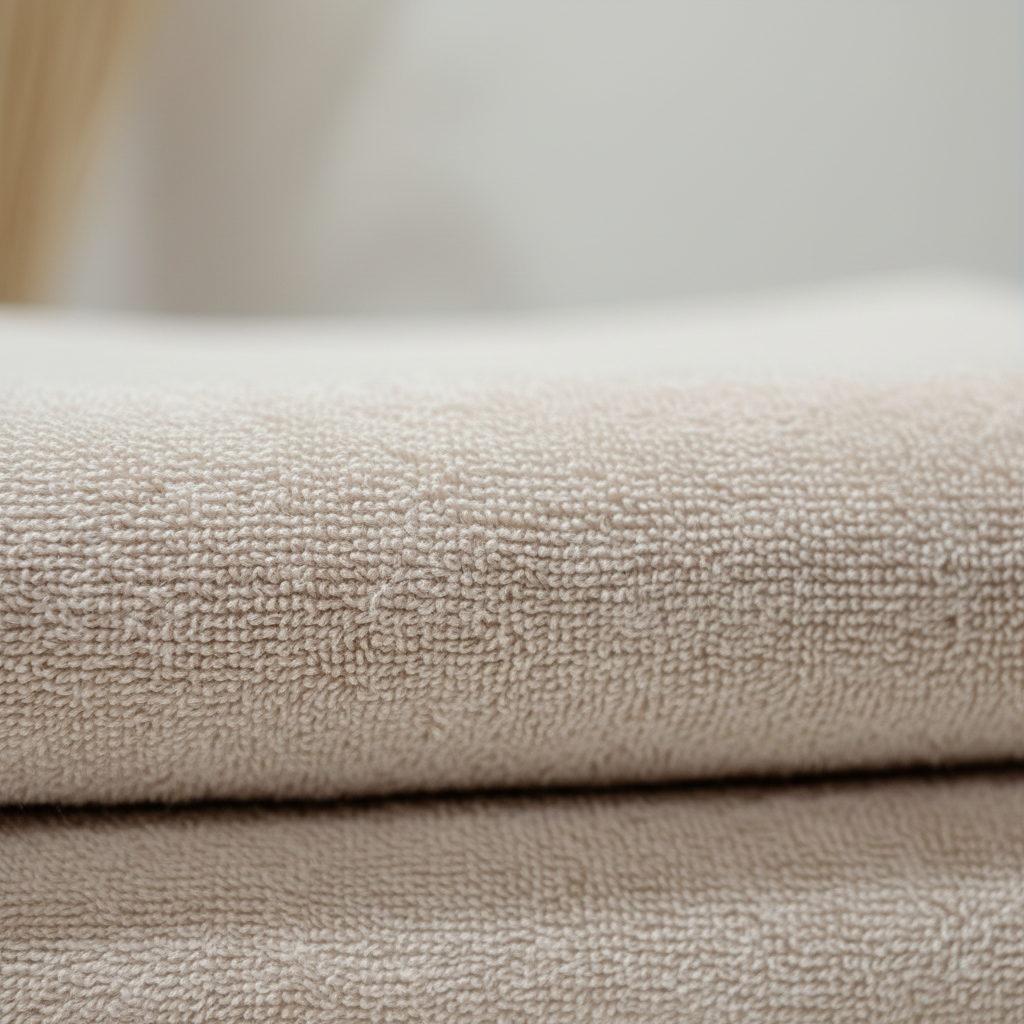 Close-up of plush coral fleece towel, showcasing the soft texture and high absorbency