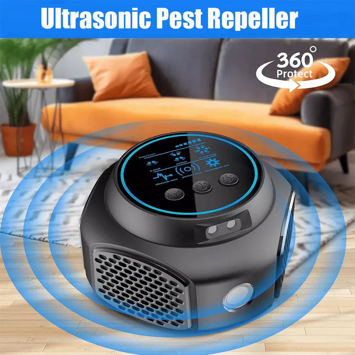 Hand holding a white Ultrasonic Rodent Repeller, highlighting its portable size for indoor insect repellent