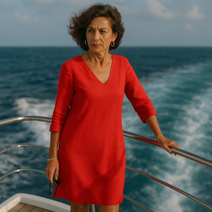 Women's midi summer dress with unique flowy design, providing effortless style and versatile, comfortable wear.