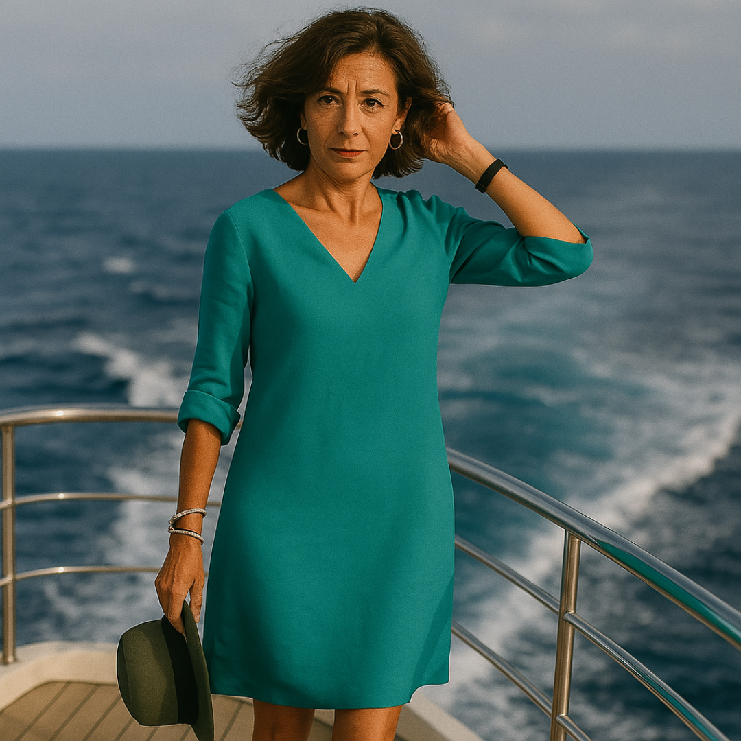 Elegant yet casual women's unique flowy summer dress, offering comfortable wear and effortless style.
