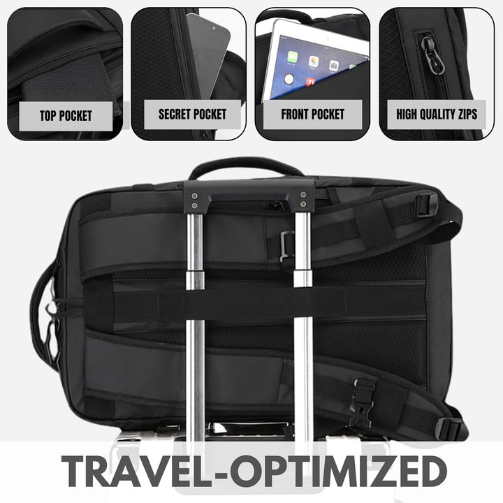 Stylish travel backpack with USB-C port, protecting your 15-inch laptop and essentials from water.