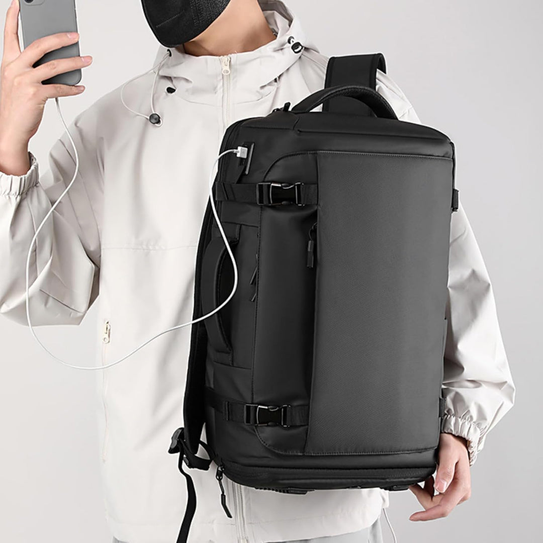 Anti-theft inspired side-open design on this 15-inch waterproof laptop backpack for secure travels.