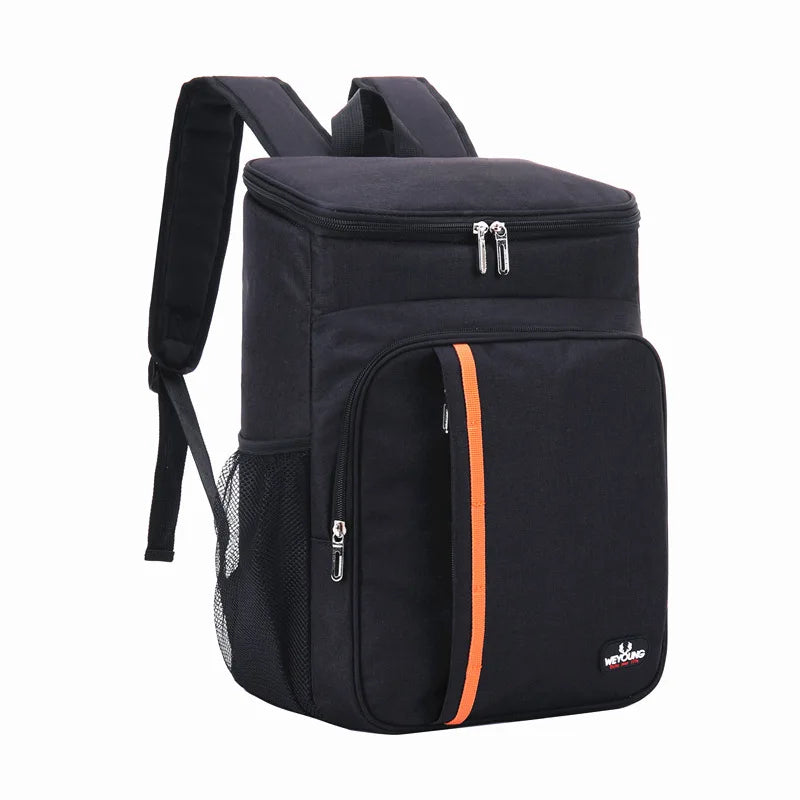 Person carrying ChillPack 18L insulated cooler backpack, showcasing its comfortable and portable design