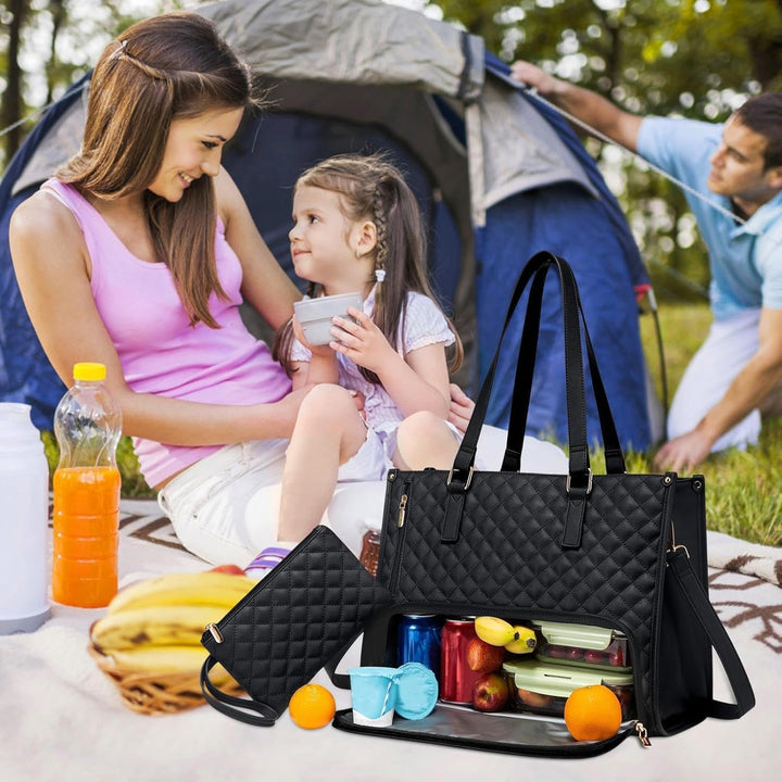 Sleek unisex insulated tote bag. Perfect for work, travel, and daily essentials, organizing lunch & laptop safely.