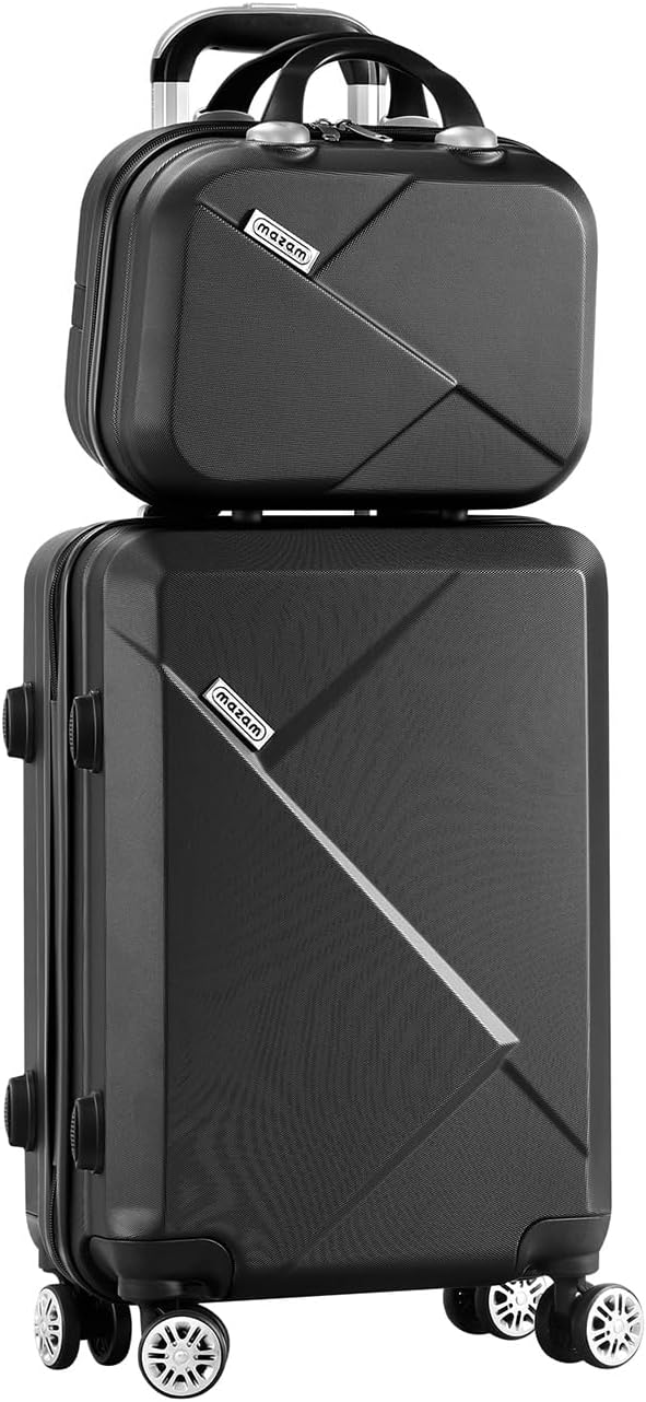 Travel gear: Unisex 2-piece hardshell luggage set in black, with TSA approved lock and spinner wheels