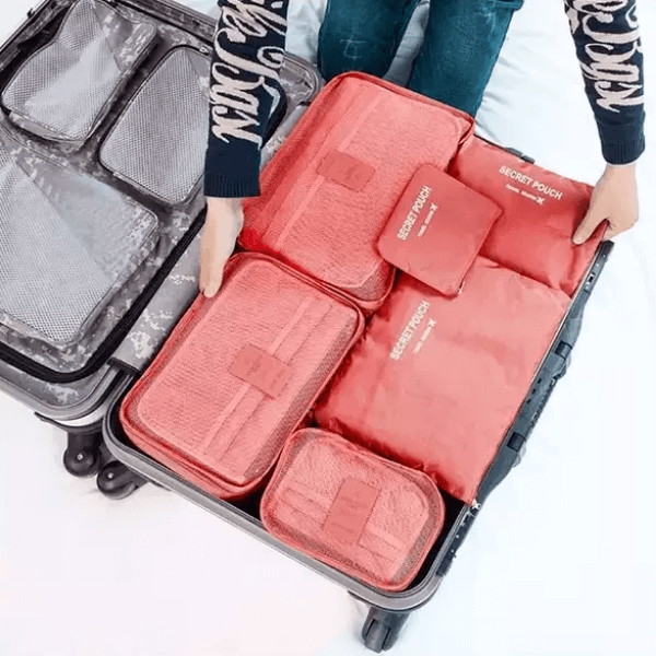 Unisex 2-set luggage packing organizers. Space-saving travel bags for efficient suitcase organization.