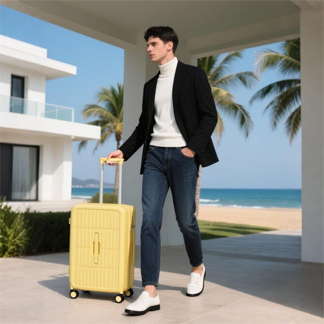 Unisex 20-inch airline-approved carry-on luggage with durable hardshell & smooth spinner wheels for easy travel.