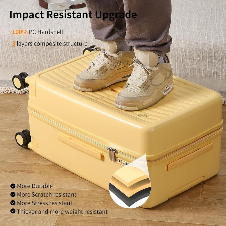 Vacation-ready 20-inch hardshell carry-on luggage, lightweight & airline-approved for easy packing.