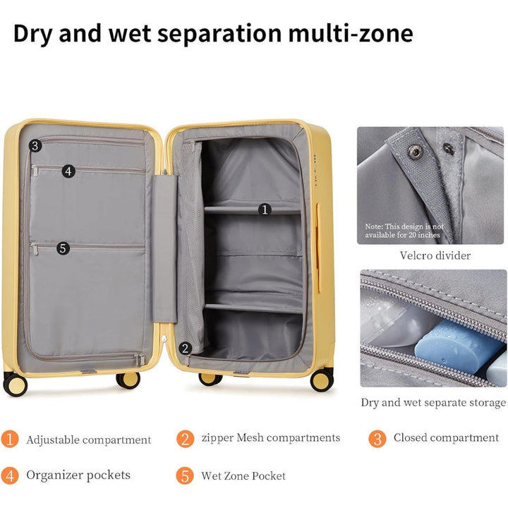 Professional 20" unisex carry-on, durable PC shell & spinner wheels for smooth, efficient business travel.