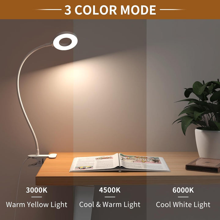 Eye-caring LED desk lamp with flexible gooseneck, reducing strain during long hours