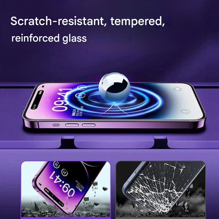 Sleek, durable tempered glass iPhone screen protector. Provides privacy, anti-scratch & anti-fingerprint defense.