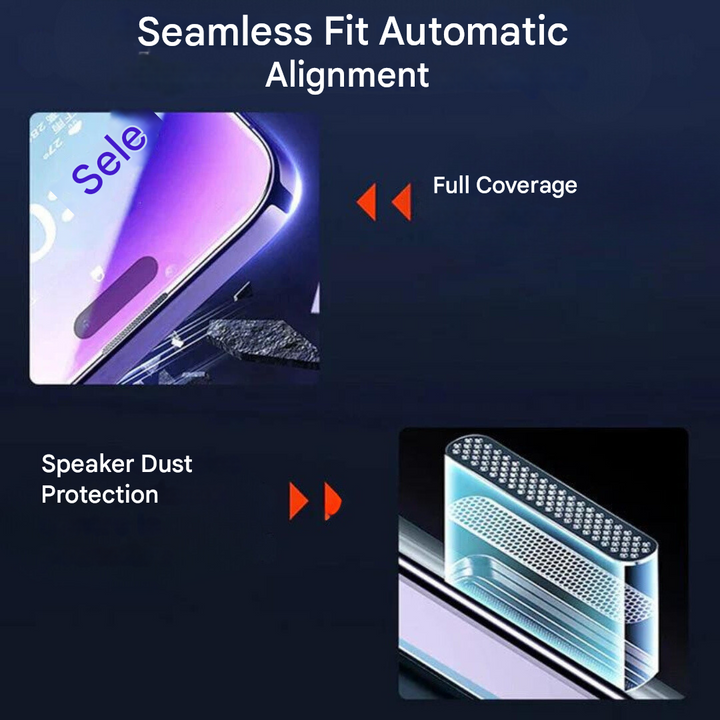 User applying a 3-in-1 iPhone privacy screen protector. Bubble-free, easy installation for device protection.