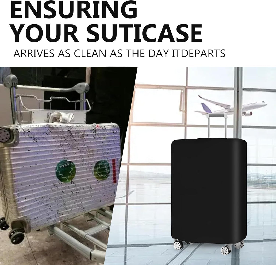 Three stretchable suitcase protectors in various sizes for dustproof and anti-scratch travel