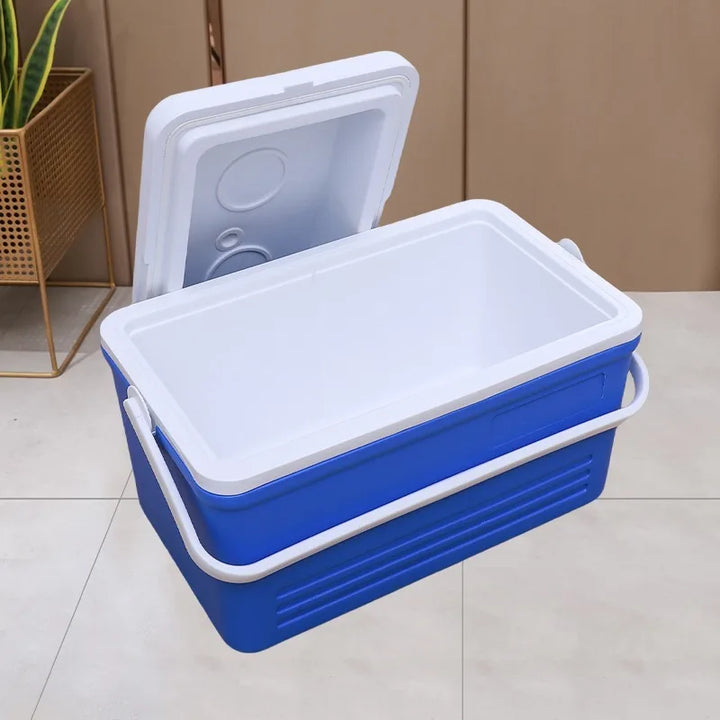 Portable 30L camping cooler with strong handle, an essential kitchen and garden accessory