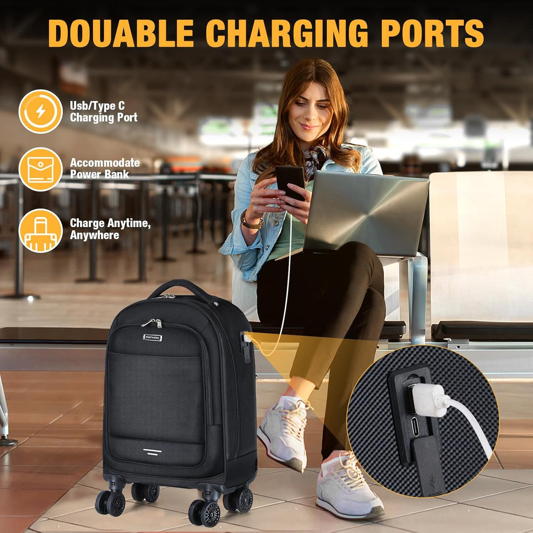 30L rolling laptop backpack with water-resistant fabric & smooth spinner wheels