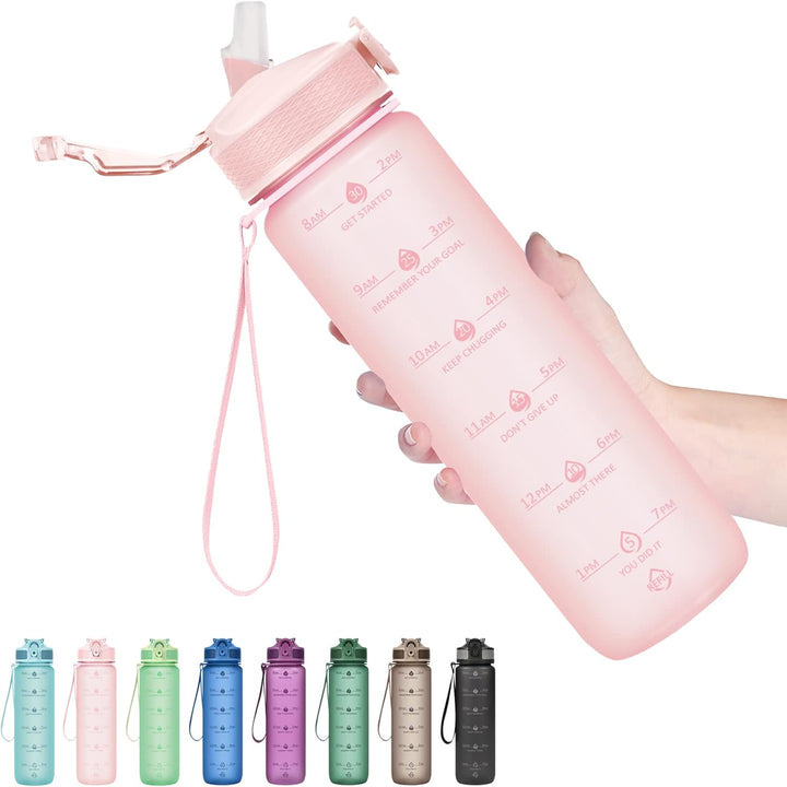 Motivational water bottle, 30 fl oz, with straw, reminding you to drink. Perfect for daily hydration.