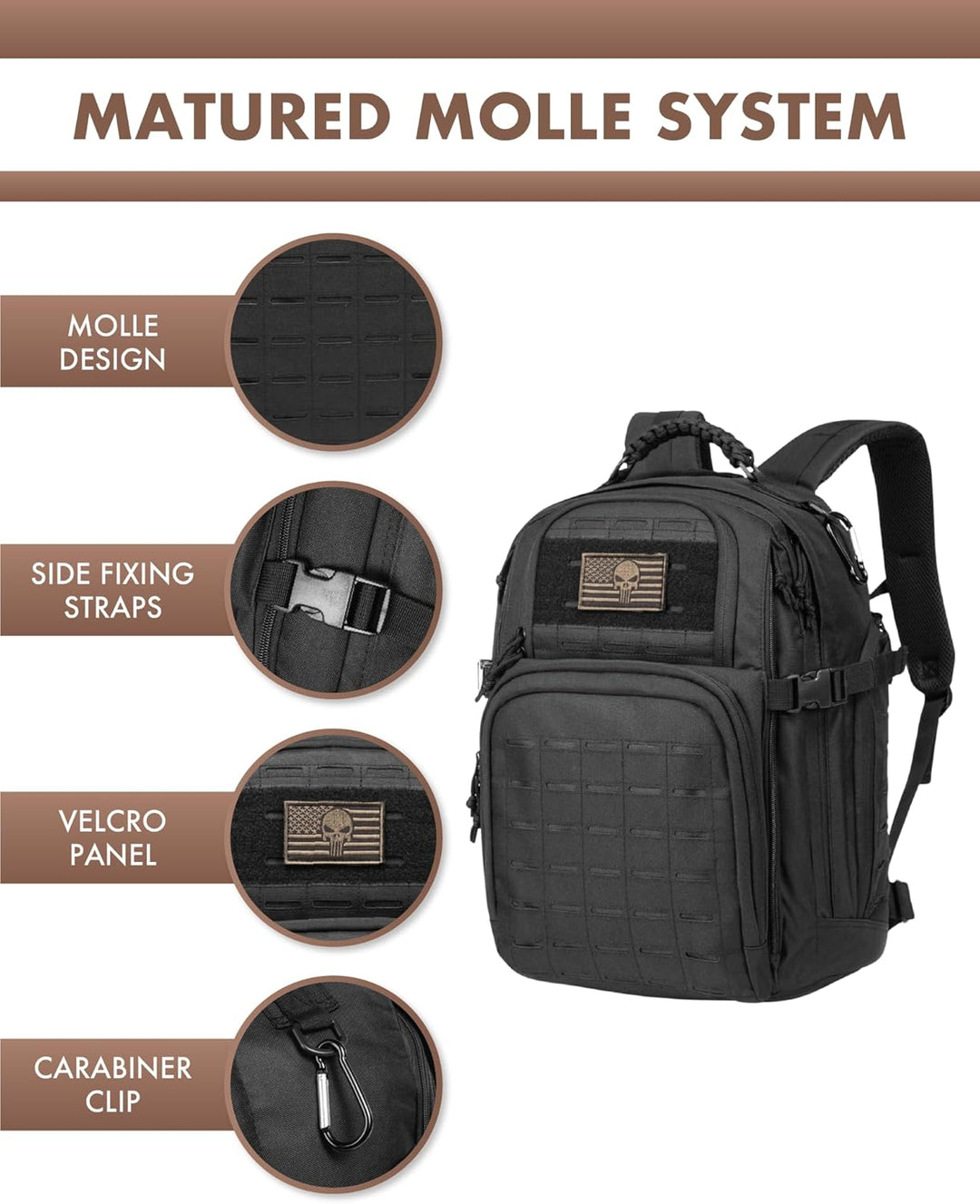 Unisex 35L Outdoor Tactical Backpack with Laptop Storage
