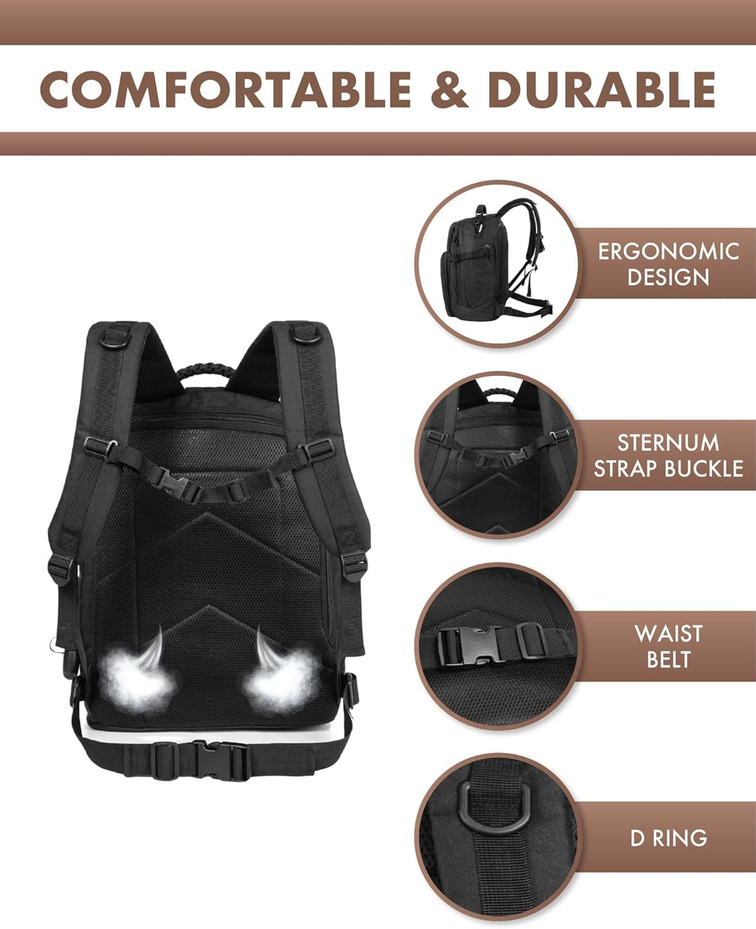 Unisex 35L Outdoor Tactical Backpack with Laptop Storage
