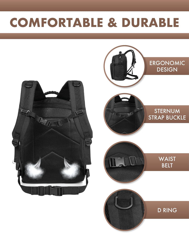Unisex 35L Outdoor Tactical Backpack with Laptop Storage