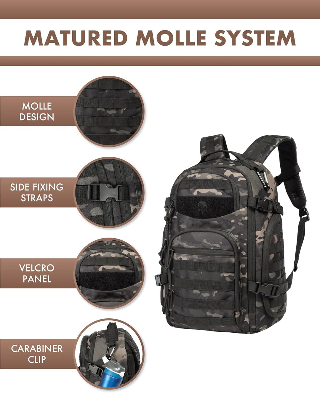 Unisex 35L Outdoor Tactical Backpack with Laptop Storage