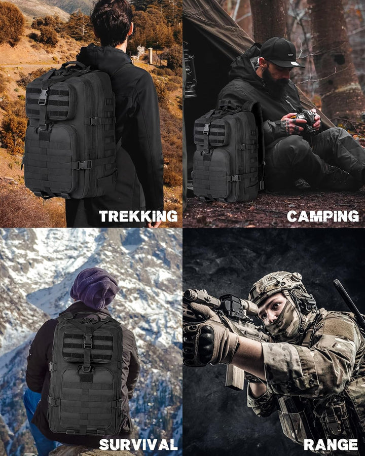 High-quality, water-resistant fabric on a 35L tactical outdoor backpack ensures durability for any adventure.