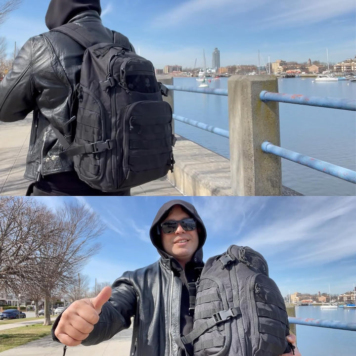 Durable 35L tactical hiking backpack featuring Molle webbing, perfect for outdoor gear attachment & adventure.