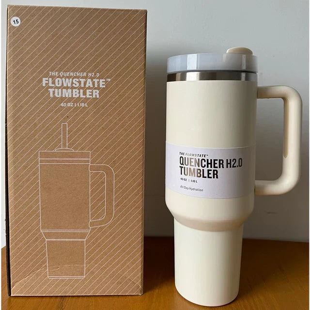 Keeps drinks cold all day: 40oz vacuum insulated tumbler, straw lid included.