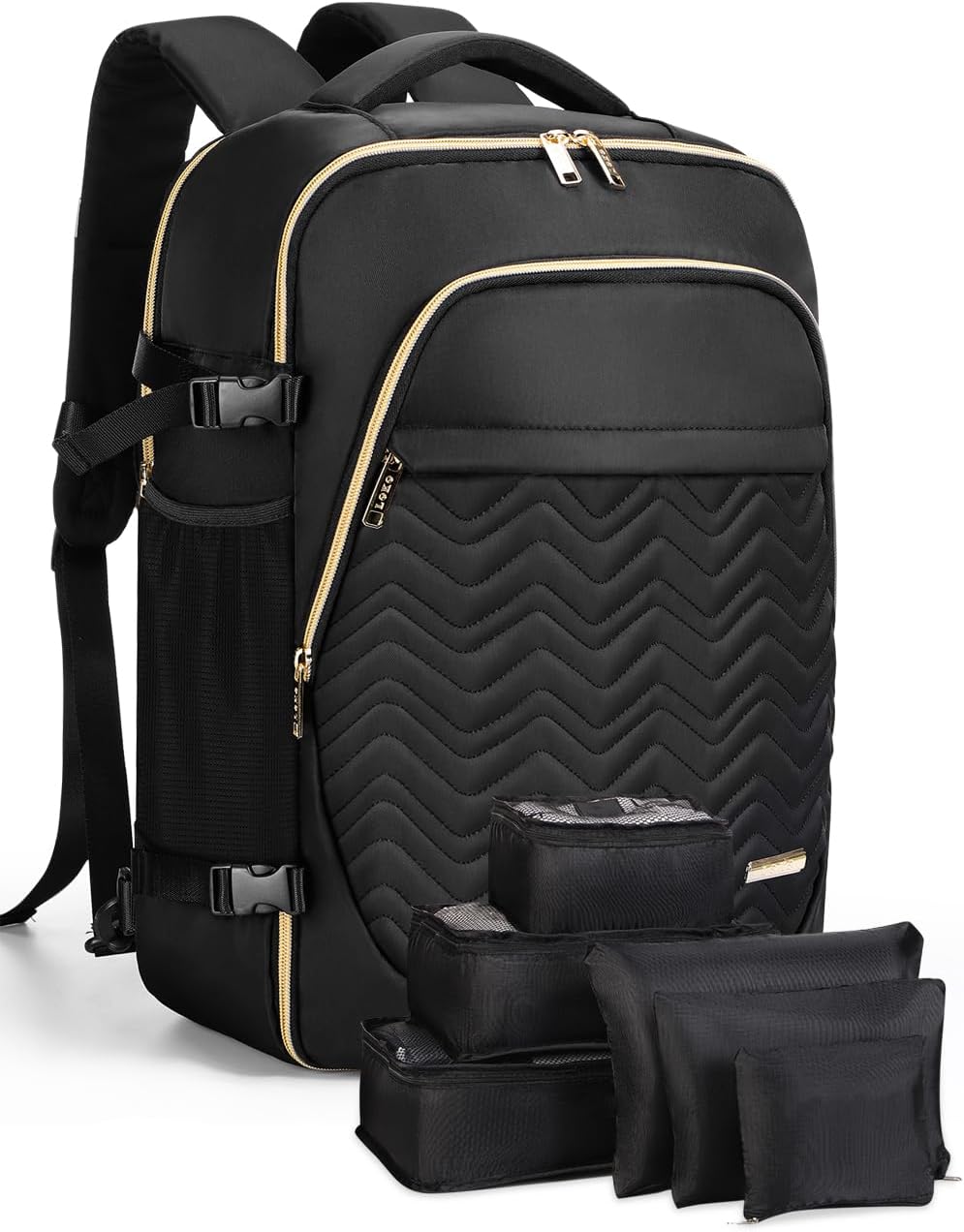 Detail view of the 40L travel backpack's padded laptop compartment, designed for secure and easy access during travel.