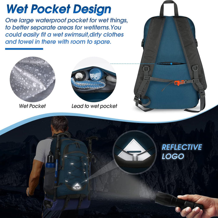 Essential outdoor gear: 40L waterproof hiking backpack, lightweight & packable for unisex use.