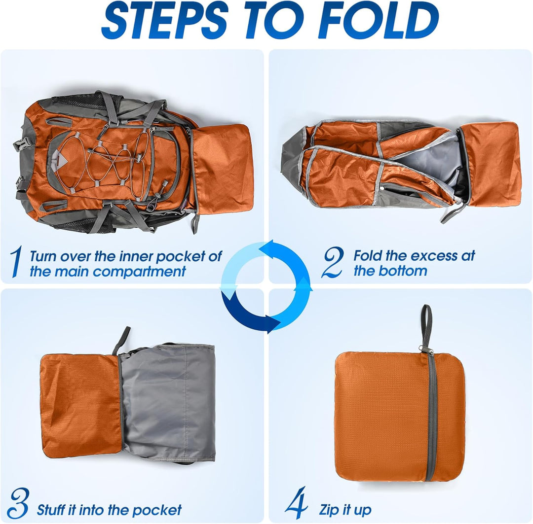 Lightweight 40L waterproof backpack for hiking & camping. Unisex travel rucksack, packable design.