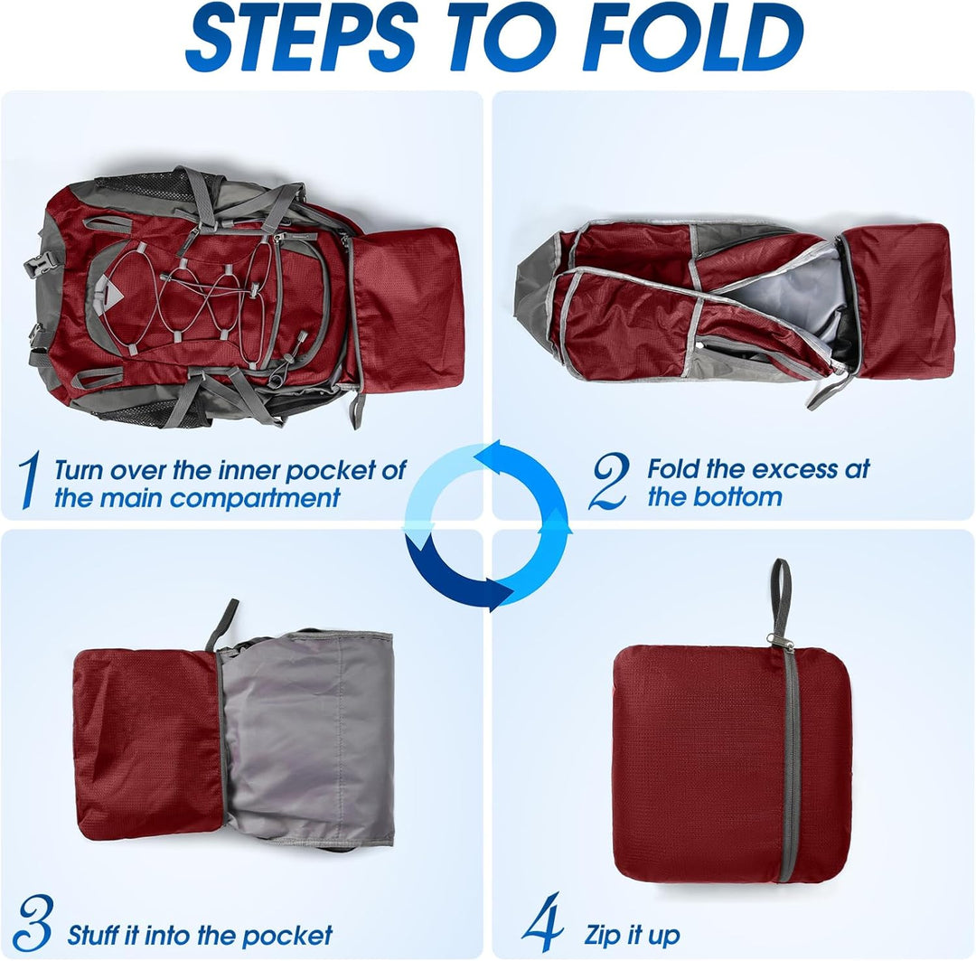 Unisex 40L waterproof travel backpack, lightweight & packable for outdoor hiking & camping.