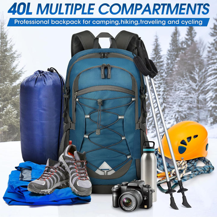 Packable 40L unisex hiking gear, waterproof & lightweight for camping & trekking.