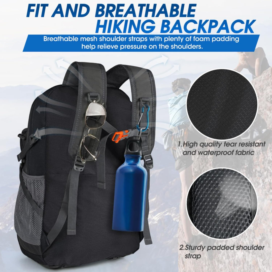 40L unisex lightweight packable backpack for hiking, camping, and outdoor travel. Waterproof.