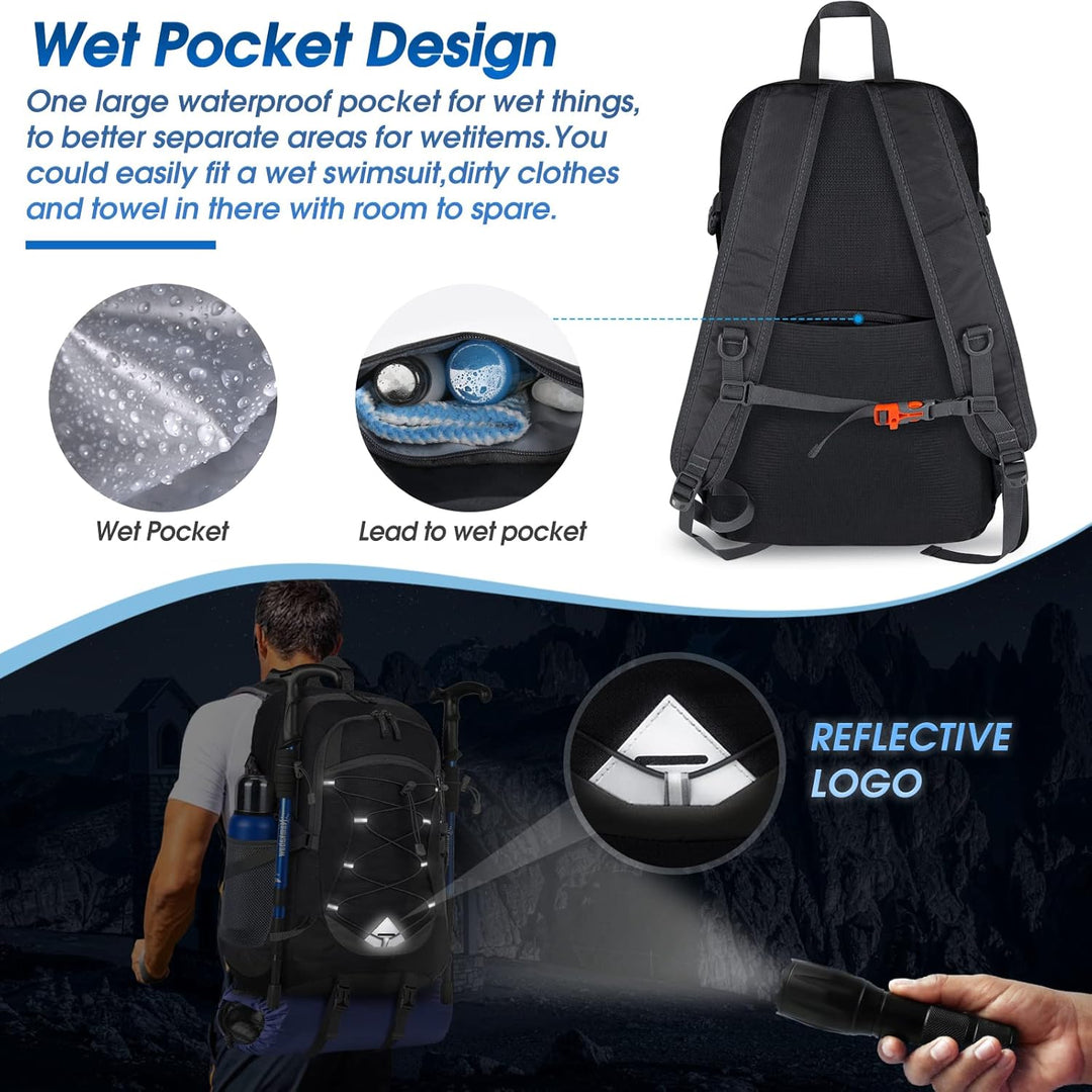 Essential unisex 40L waterproof hiking & camping rucksack, lightweight & packable for adventures.