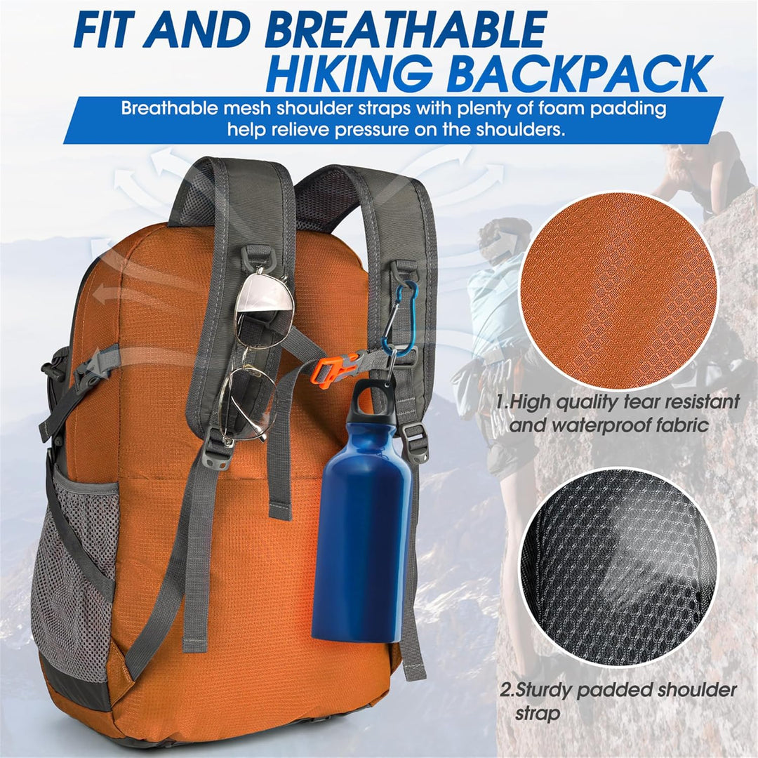 Lightweight, packable 40L waterproof hiking backpack. Unisex design for camping & travel.