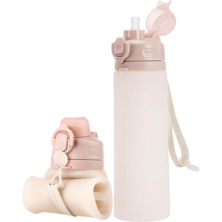 Compact unisex 600ml silicone sports bottle, collapsible for easy packing, ideal for gym or travel.
