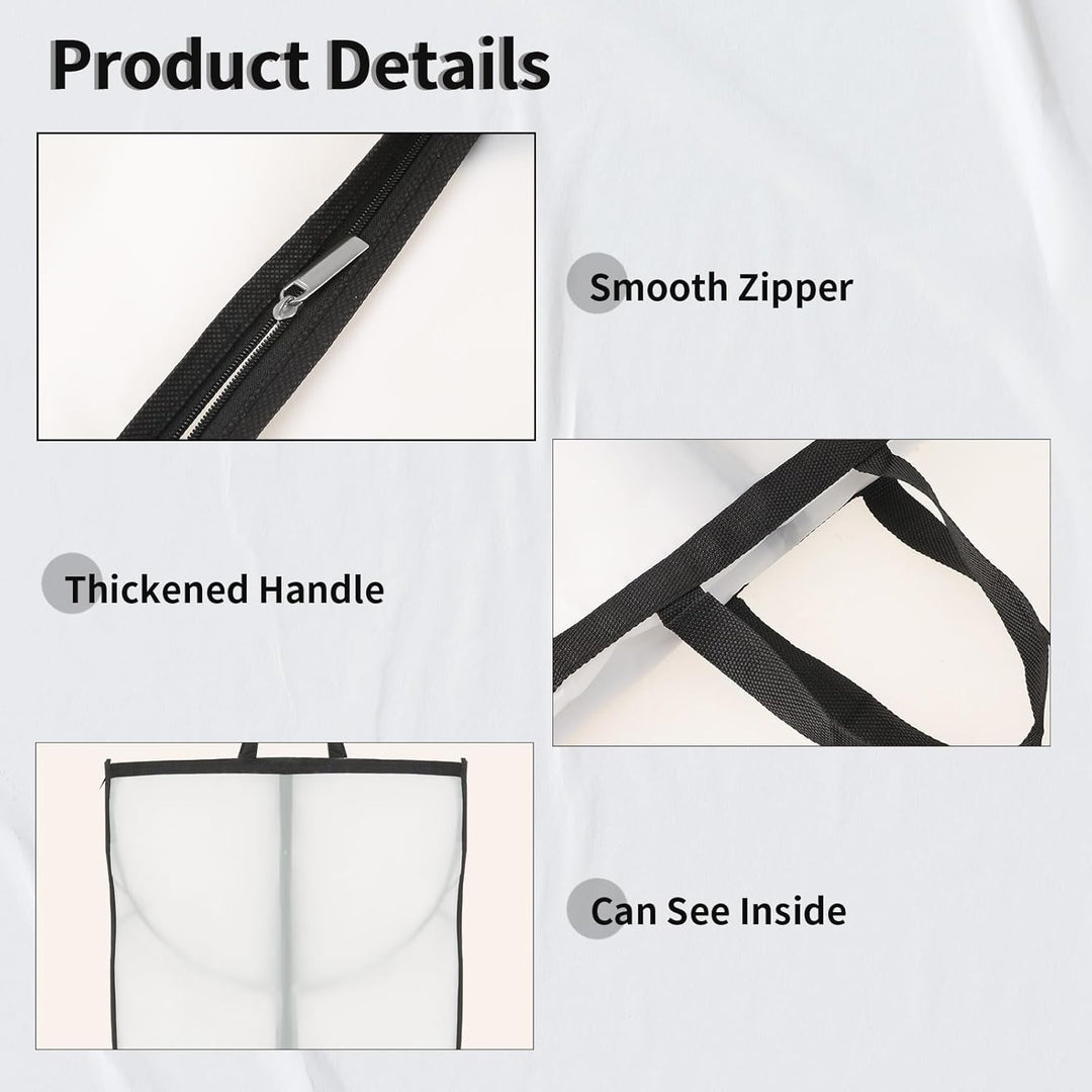 Full-length zipper on a 70-inch garment storage bag, easy access for wedding dresses and formalwear.