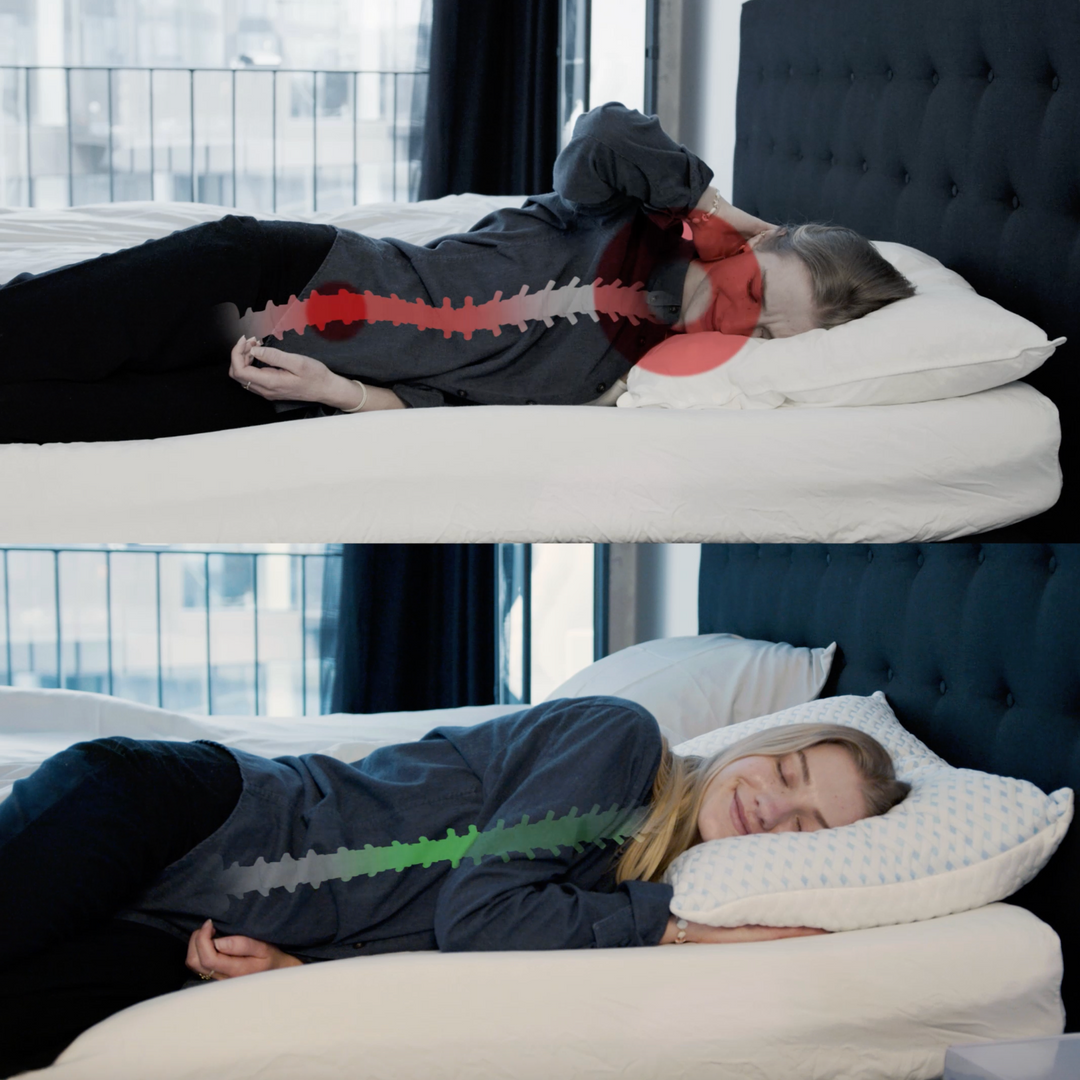 Unisex ergonomic pillow, adjustable for personalized neck & back alignment, enhancing sleep comfort.