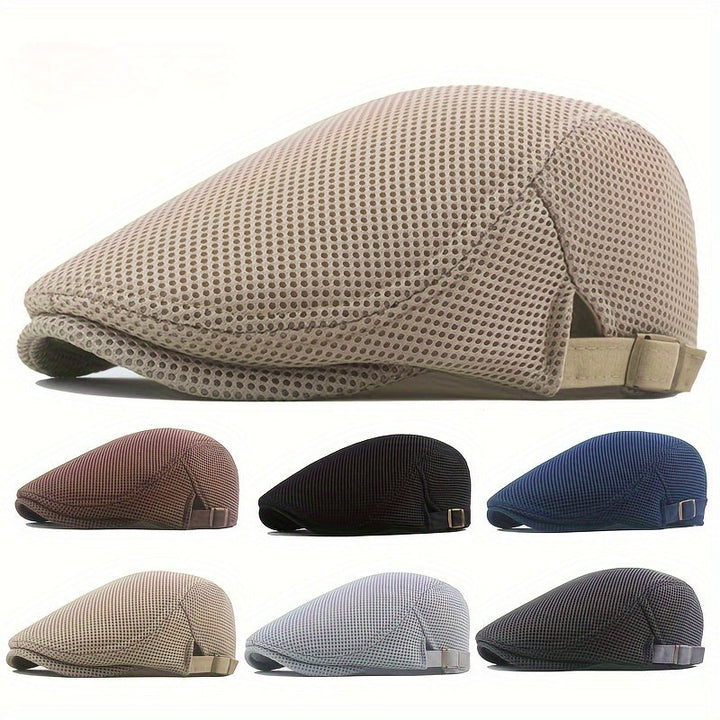 Lightweight summer flat cap, unisex AirStyle for golf or travel, breathable design, polyester material
